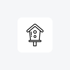 Starling Box, bird nesting Vector Line Icon