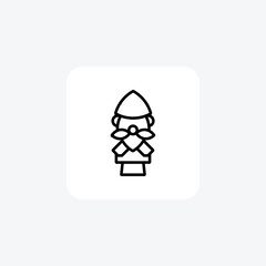 Whimsical Gnome, garden decoration Vector Line Icon