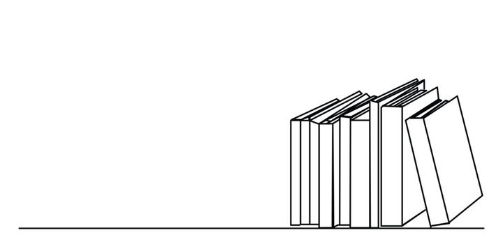 one line drawing book education concept hand drawn minimalist style Graphic vector illustration.
