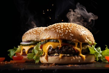 Hamburger Burger Food Restaurant Cheeseburger Generative AI