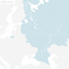 Fototapeta na wymiar ロシア・モスクワを中心とした青のドットマップ。　大サイズ。
