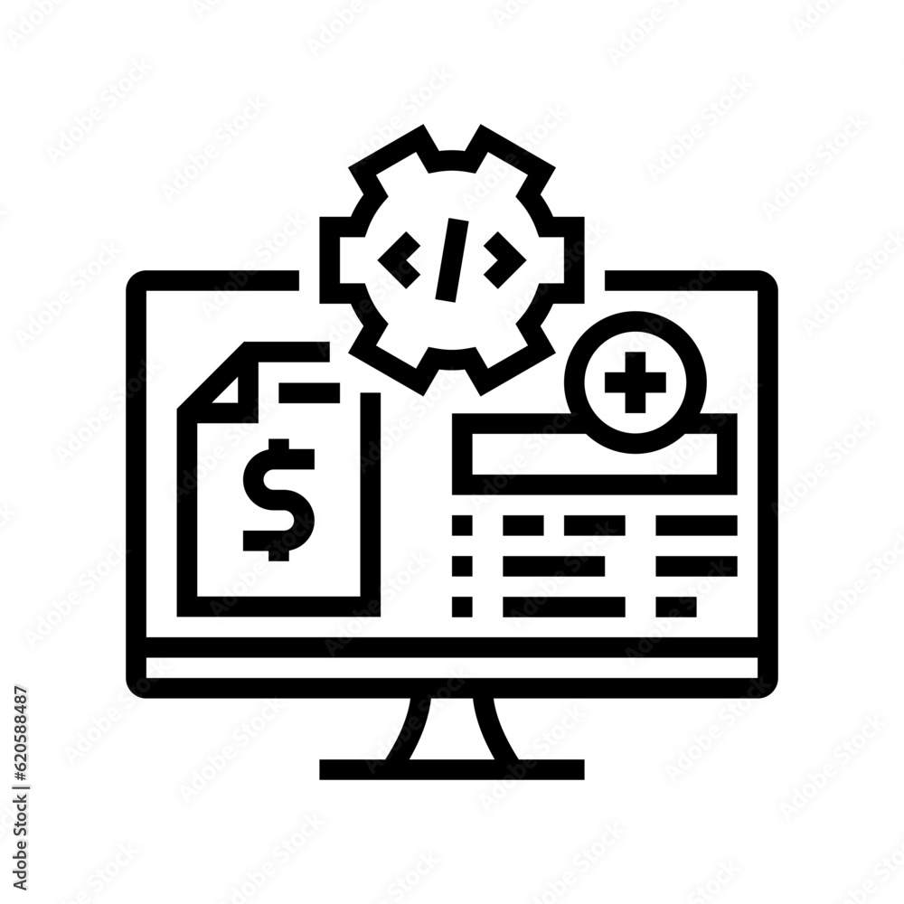 Aufkleber medical coding billing line icon vector. medical coding billing sign. isolated contour symbol black 