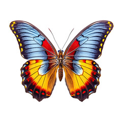 Vibrant Butterfly with Colorful Wings on Transparent Background: Artistic Decorative Element for Summer Designs , isolated transparent background, PNG