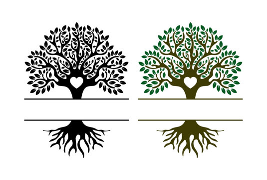 Tree Split Name Frame Family Monogram Template