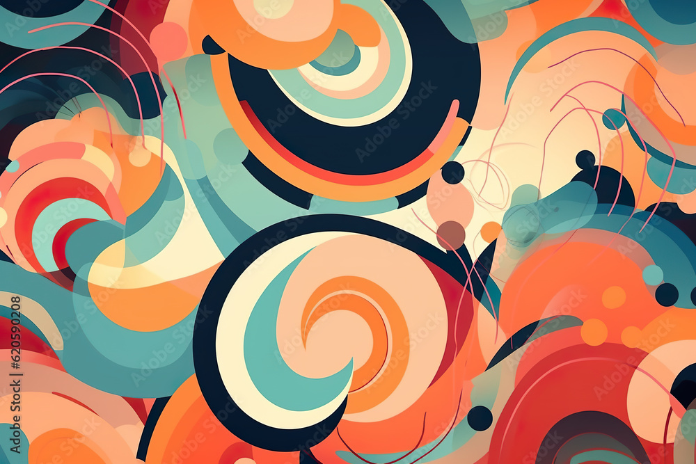 Poster a very colorful abstract background with a lot of circles. generative ai.