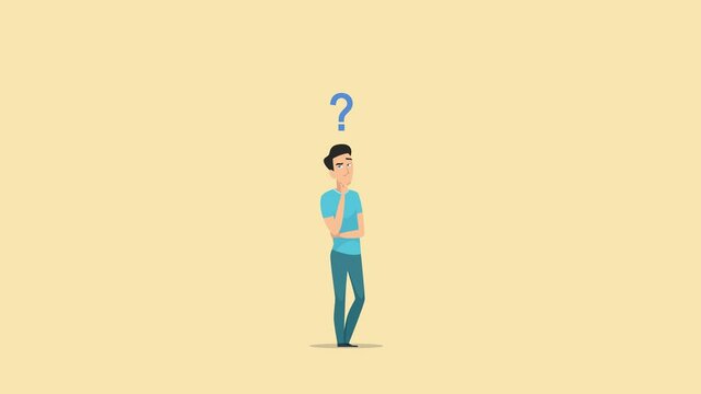 Young Business man Thinking Question mark Animation. 