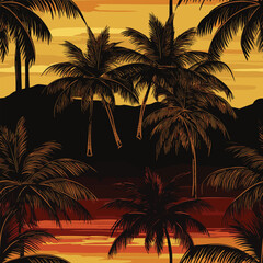 Obraz na płótnie Canvas Seamless Colorful Hawaii Palms Pattern. Seamless pattern of Hawaii Palms in colorful style. Add color to your digital project with our pattern!