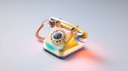Retro telephone on a white background. 3d render illustration
