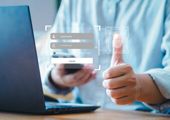 Concept of cyber security, user type login, and password, keeping user personal data safe,...