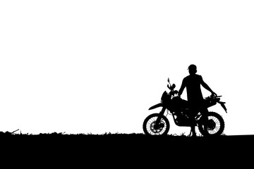 Obraz na płótnie Canvas Silhouette of a man with a motocross bike. on white background