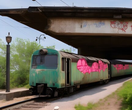 abandoned train on the railway