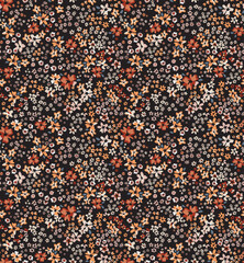 Floral design background for fashion and decoration. Floral liberty seamless repeat pattern. Multicolor small flowers all over the print. 