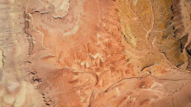 Unusual surfaces of the Aktau mountains. Altyn-Emel National Park, Kazakhstan. aerial view