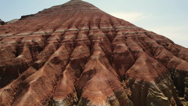 Unusual surfaces of the Aktau mountains. Altyn-Emel National Park, Kazakhstan. aerial view