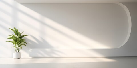 modern minimalist interior with a big empty white wall