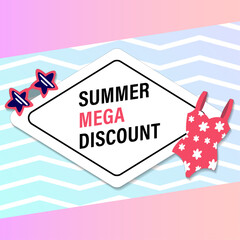 Summer sale brochure discount vector. Special price offer coupon for social media post, promotion ad, shopping flyer, voucher, website campaign and advertising