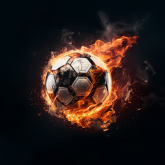 Fototapeta premium Fiery Soccer Ball on Black Background