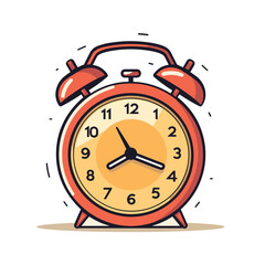 Alarm clock isolated on background. Alarm clock is ringing. Vector stock