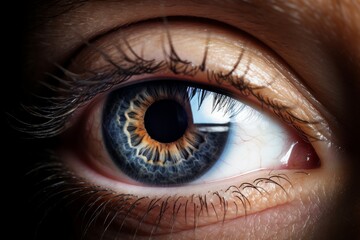 Naklejka premium Illustration of a close-up of a mesmerizing blue eye created using generative AI