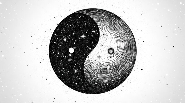 Yin yang symbol of harmony and balance in black and white