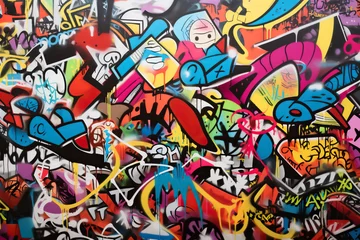 Foto op Plexiglas Colorful graffiti backdrop, street art © Mighty