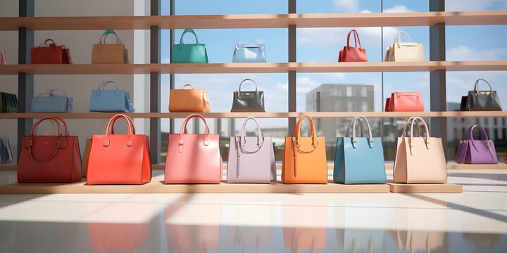 Shopping concept featuring pastel, tote bags that evoke style, elegance and consumer delight in the retail experience