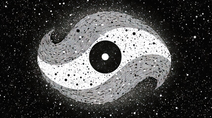 Fototapeta premium Abstract eye in space, dark background with stars