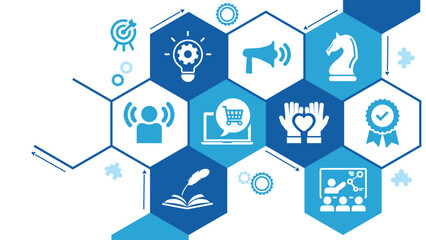 Branding banner web icon for business and digital marketing, Target, social media, storytelling, awareness, customer service, quality and brand loyalty. 