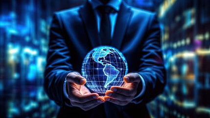 Fototapeta premium Global business smart innovation technology networks, Businessman and internet network connection, economic development, business deal, marketing planning, digital marketing plan and strategy
