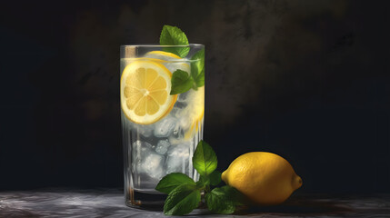 A refreshing glass of lemonade with sliced lemons and min generative AI