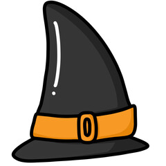 Halloween Witch hat isolated on transparent background.