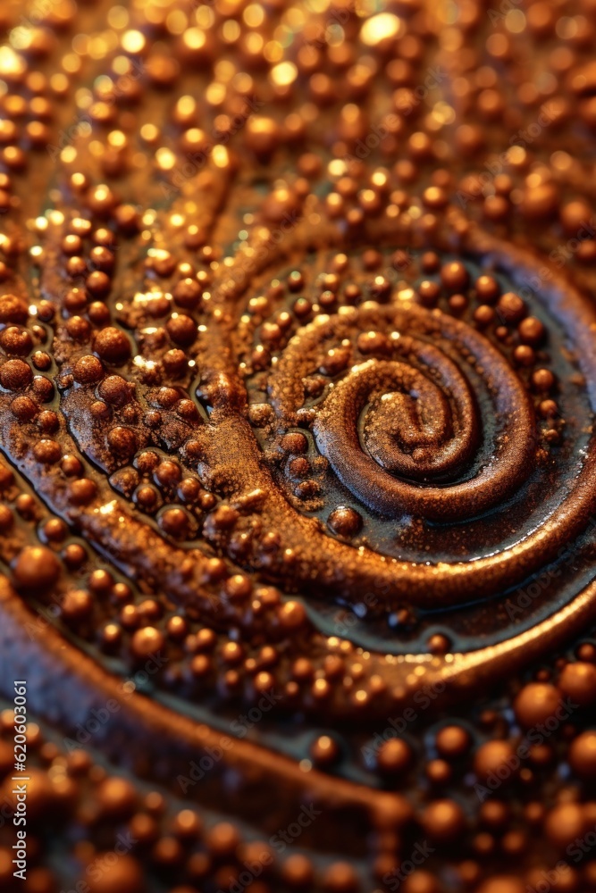 Poster a close up of a cake with chocolate icing on it. generative ai image.