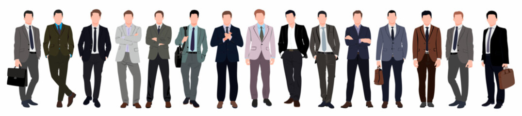 Set of businessman standing. Collection or group of business man. 