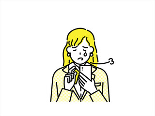 Sad girl looking at smartphone
