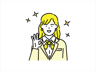 Smiling girl making an okay finger gesture