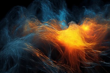 Illustration of orange and blue smoke created using generative AI