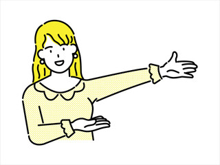 Female character in a positive pose with arms raised in joy.