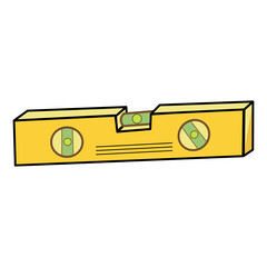 Yellow bubble level tool. Construction water level. Building and engineering equipment. Flat cartoon style.
