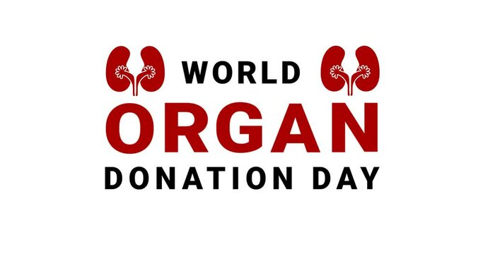 World Organ Donation Day text animation isolated on the white screen alpha channel. Program of Saving Lives and Health Care. Great for organ donation day event