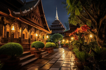 Chiang mai, thailand - 5 september 2020: densalee sri muang temple or ban den temple, chiang mai chiang mai natural - obrazy, fototapety, plakaty