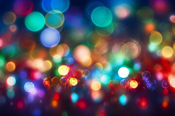 Obraz na płótnie Canvas Christmas colorful bokeh neon flickering lights background abstract blurred pattern color balls