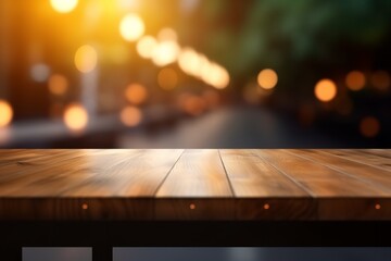 Minimalist Workspace: Empty Wooden Table with Bokeh Background, Empty, Wooden Table, Workspace, Bokeh, Background, background design,