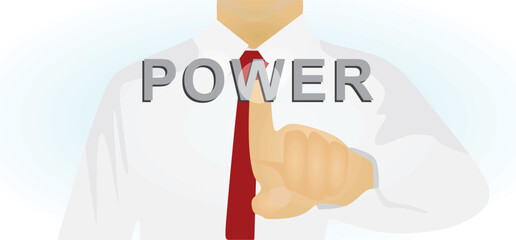 Finger press text power. vector