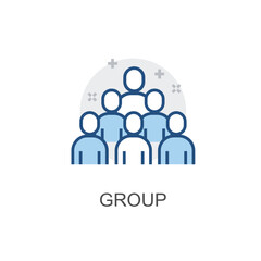 simple illustration teamwork icon with blue and slightly gray lines, suitable for use in your presentation business, website icon, marketing tools, simple and easy to apply