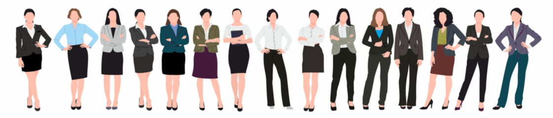 Collection of businesswoman standing together.