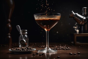 Lively espresso martini with a kick of liquor. Generative AI