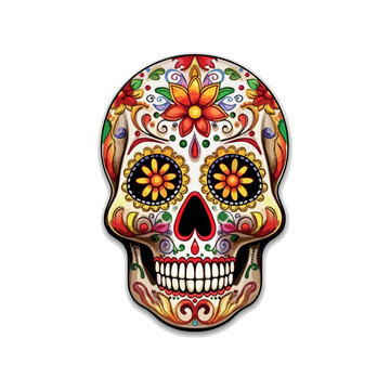 Day of The Dead sugar skull with floral ornament