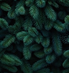 Fototapeta na wymiar Dark green fir background. Illustration AI Generative.