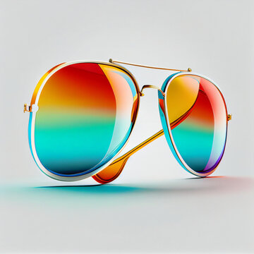 Colorful retro vintage, mod sunglasses, fashion accessory concept, isolated on a white background Ai generated image