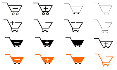 one set of trolley icon. Shopping cart icon. Check mark in trolley icon. Replaceable vector design.